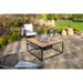 Cosiloft 100 Black and Teak Fire Pit Table outdoor shot with glass