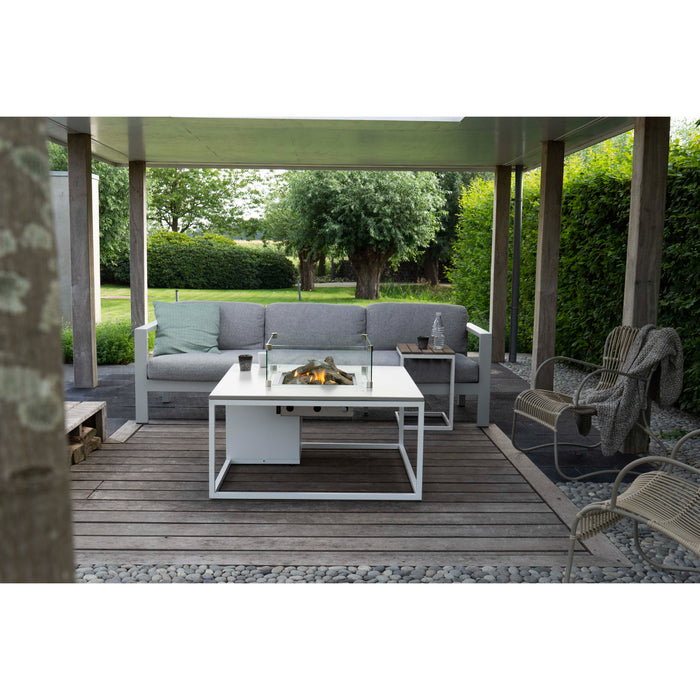 Cosiloft 100 White and Grey Fire Pit Table under shade