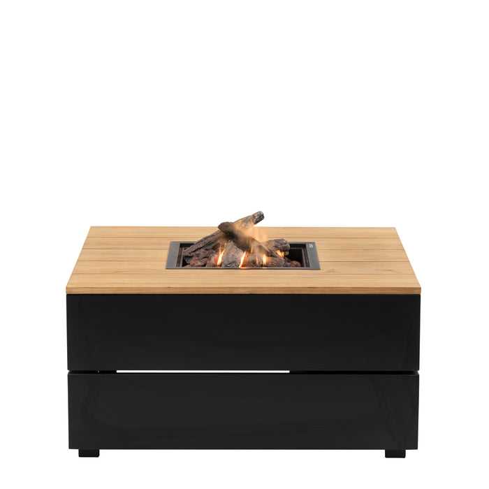 Cosi Cosipure 100 Square Fire Pit Black and Teak Front