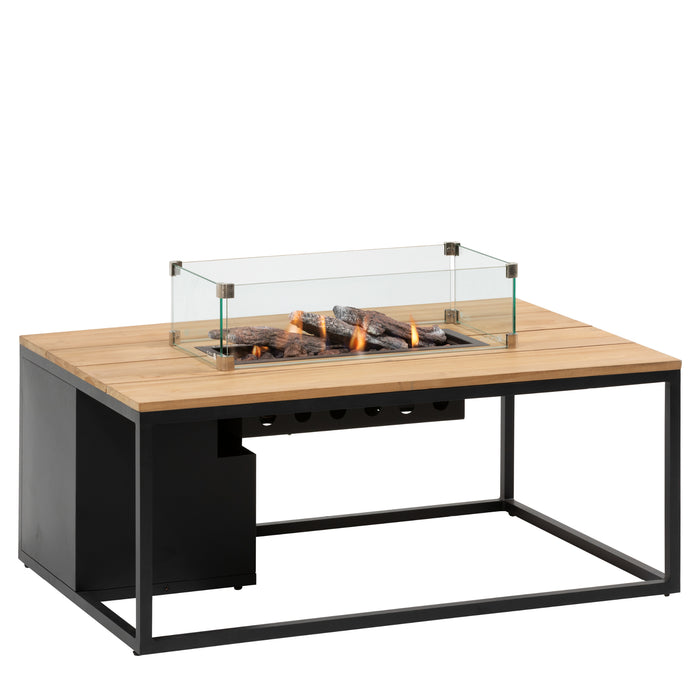 Cosi Cosiloft 120 Fire Pit Table Black and Teak with Glass Side