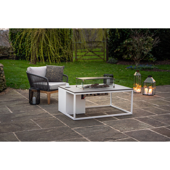 Cosi Cosiloft 120 Fire Pit Table White and Grey with Cover Plate