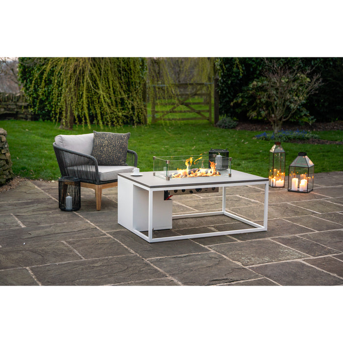 Cosi Cosiloft 120 Fire Pit Table White and Grey  with Glass Fire
