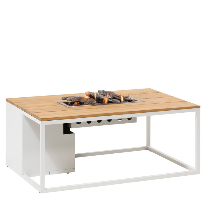 Cosi Cosiloft 120 Fire Pit Table White and Teak Side