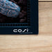 Cosiloft 100 Black and Teak Fire Pit Bar Table corner with logo shot