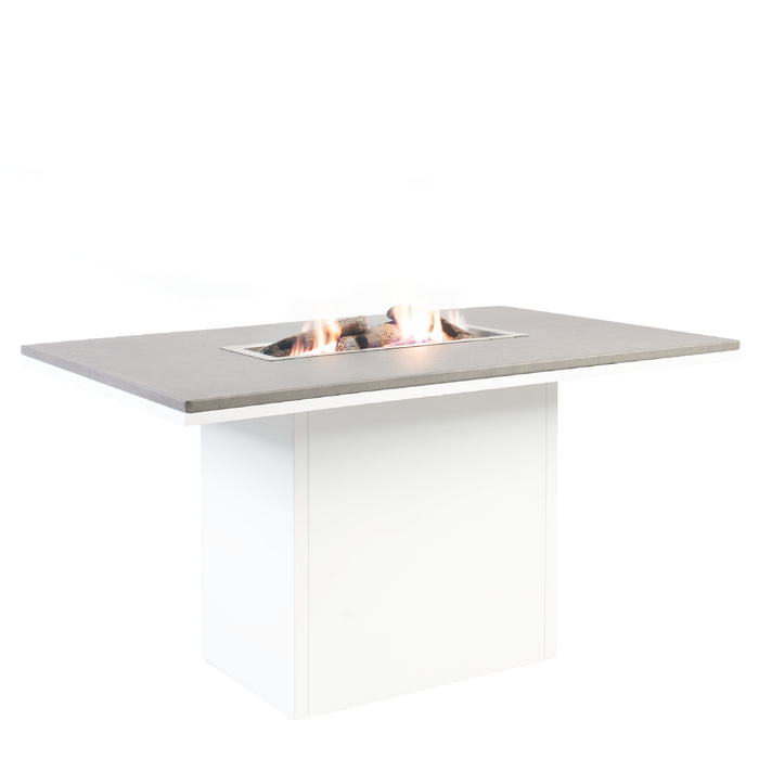 Cosiloft 120 Relaxed Dining White And Grey Fire Pit Table Angle Shot