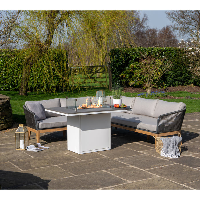 Cosiloft 120 Relaxed Dining White And Grey Fire Pit Table Lifestyle image 