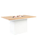 Cosiloft 120 Relaxed Dining White and Teak Fire Pit Table Angle Shot