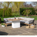 Cosiloft 120 Relaxed Dining White and Teak Fire Pit Table Lifestyle image