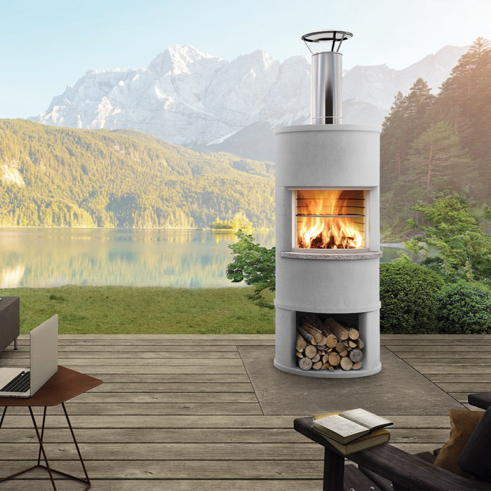 Nordpeis Roma Outdoor Fireplace Lifestyle Close View