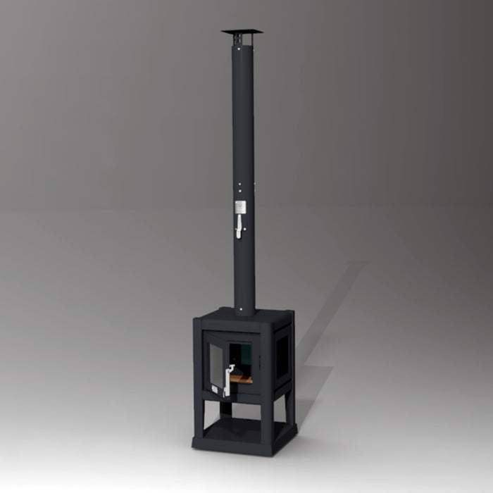 L'Bode Cube Outdoor Fireplace Black Side View