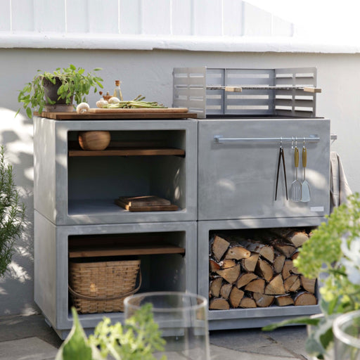 Nordpeis Air BBQ Grill Vertical Setup with Extension Modules, Wooden Shelves, and Top Product Image