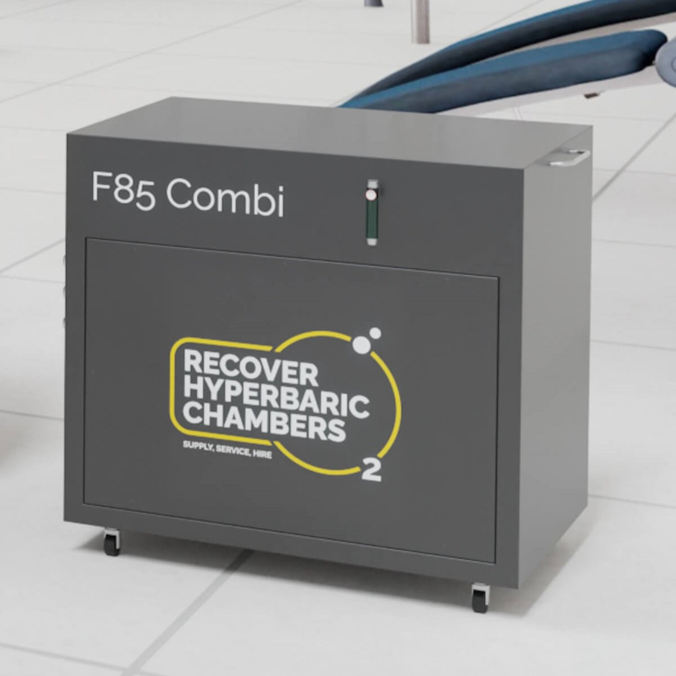 Recover hyperbaric chamber f85 compressor on white tiles