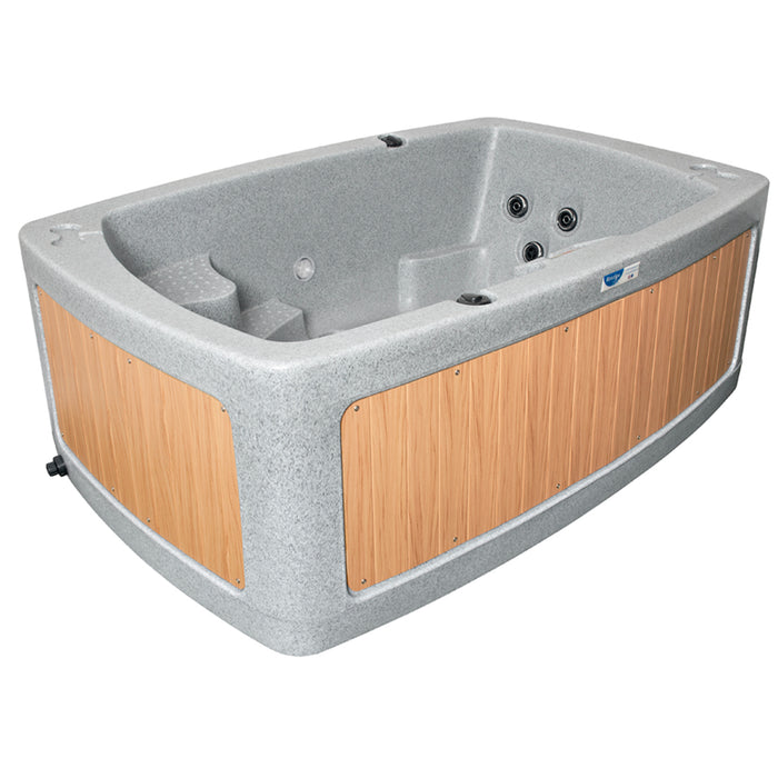 RotoSpa DuoSpa S080 | 2 Person Hot Tub & Cold Plunge Tub Light Grey and Teak Side Panel