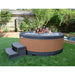 RotoSpa QuatroSpa Granite grey and teak panel lifestyle outdoor arrangement with 4 people bathing