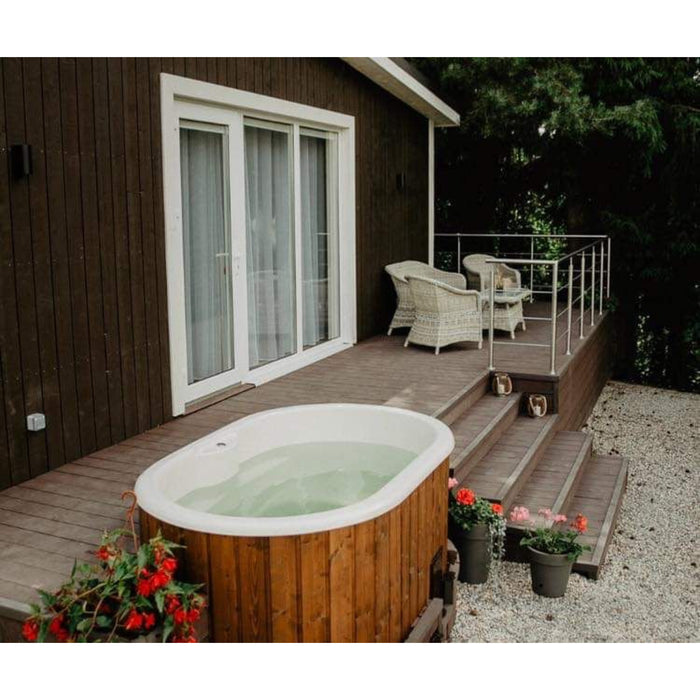 2 Seater Ofuro Fibreglass Wooden Hot Tub On Terrace