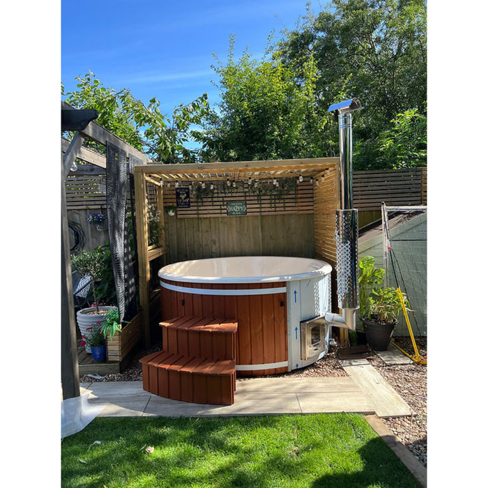 6-8 Person Thermowood Fibreglass Hot Tub with 316ANSI Heater Brown