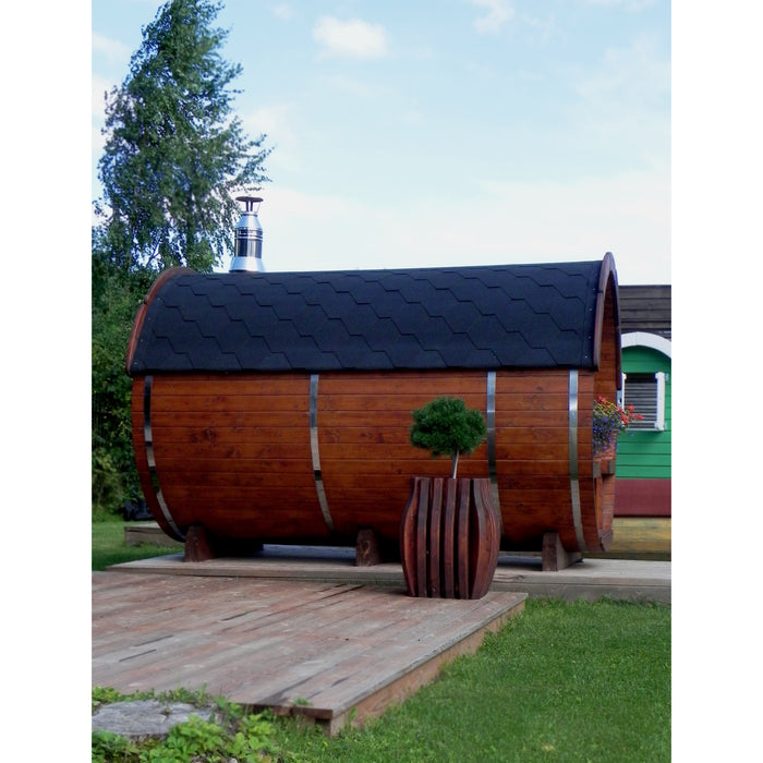Viking Industrier Barrel Sauna 1.9 x 2.5m Side View