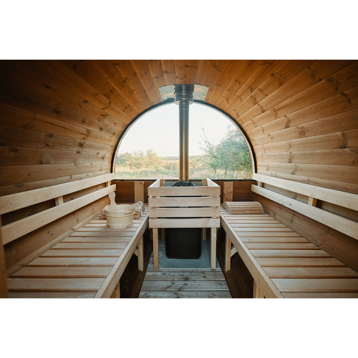 Viking Industrier Barrel Sauna 1.9 x 2.5m Thermowood Interior Design