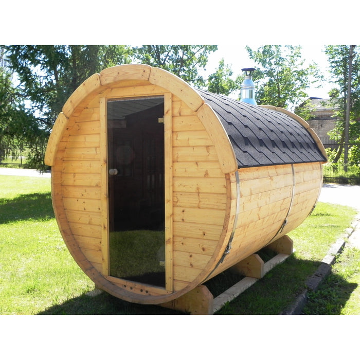 Viking Industrier Barrel Sauna 1.9 x 3.5m Design with Black Roof