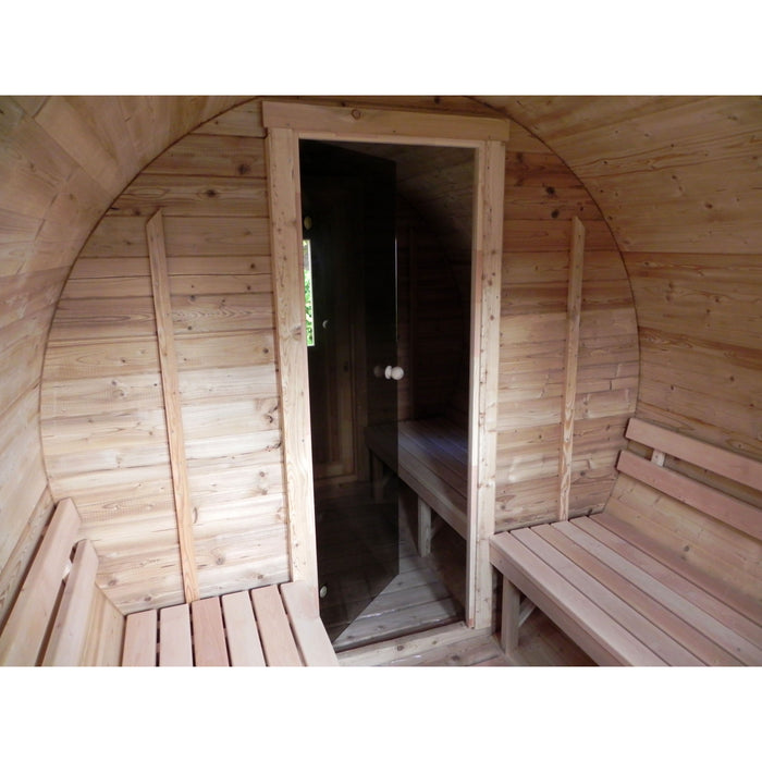 Viking Industrier Barrel Sauna 1.9 x 3.5m Glass Door Open