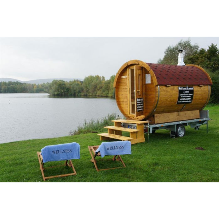 Viking Industrier Barrel Sauna 1.9 x 3.5m Lifestyle by the Lake