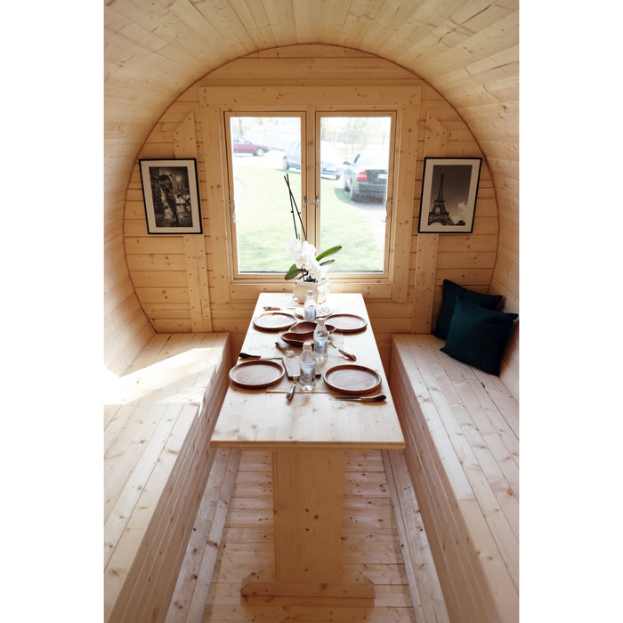 Viking Industrier Barrel Sauna 2.2 x 5.9m with Side Entrance, Sitting Room Design