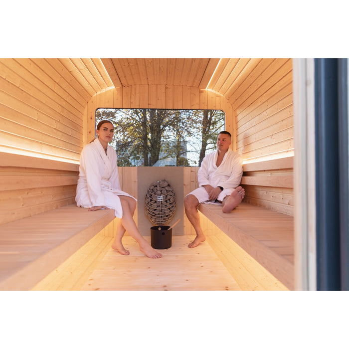 Viking Industrier Luna Outdoor Sauna Lifestyle with Couple