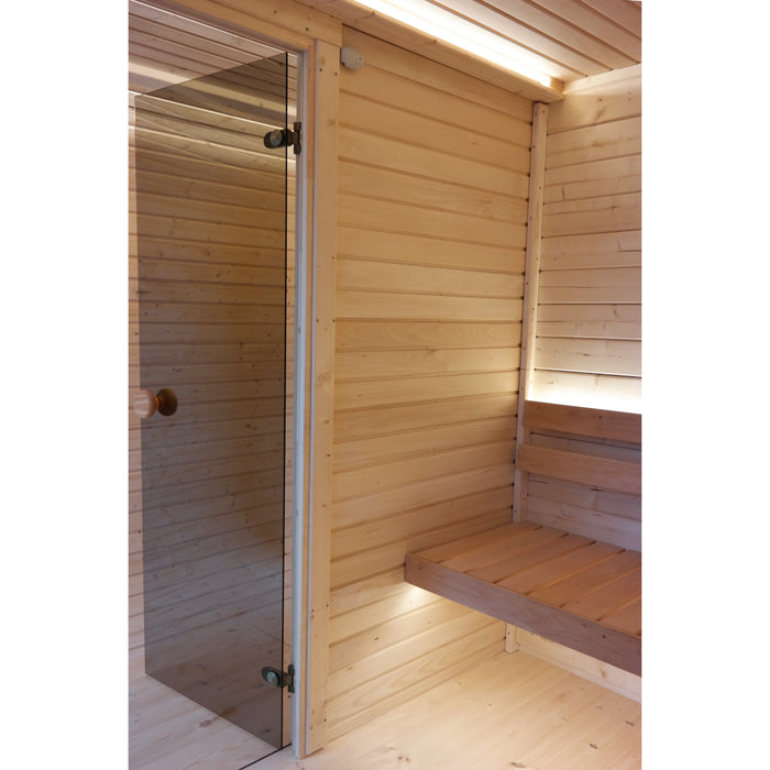 Viking Industrier Luna Outdoor Sauna with Changing Room Glass Door and Wooden Bench