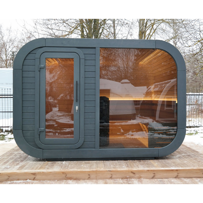 Viking Industrier Luna Outdoor Sauna with Changing Room Winter Season Front View
