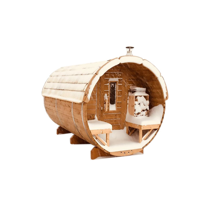 Viking Industrier Sauna barrel 1.9 x 3m with eco-friendly roof on white background 