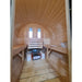 Viking Industrier Barrel Sauna 1.9 x 2m outdoor lifestyle arrangement inside heater set up full back wall covered