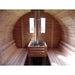 Viking Industrier Barrel Sauna 1.9 x 2m inside view with closed back wall and heater close up view
