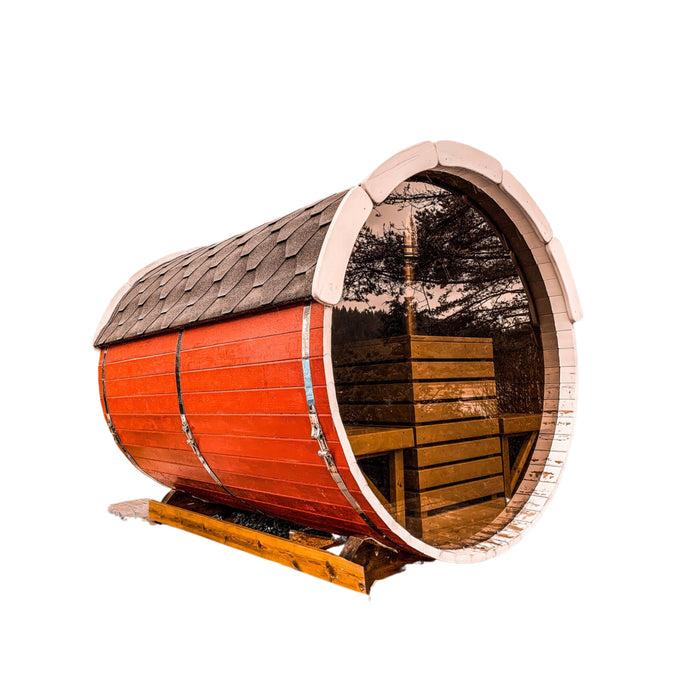 Viking Industrier Barrel Sauna 2.2 x 2.5m on white 