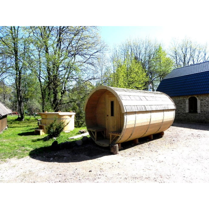 Viking Industrier Barrel Sauna 2.2 x 4m With Eco-Friendly Roof outdoor lifestyle under the sun