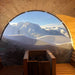 Viking Industrier Barrel Sauna 2.2 x 4m inside view with full glass black wall