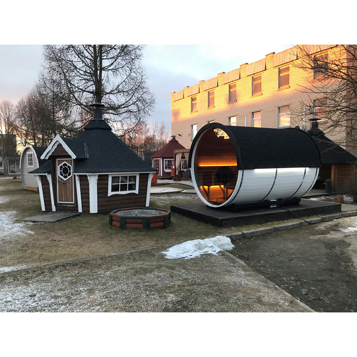 Viking Industrier Barrel Sauna and Grill Cabin at Viking Exposition