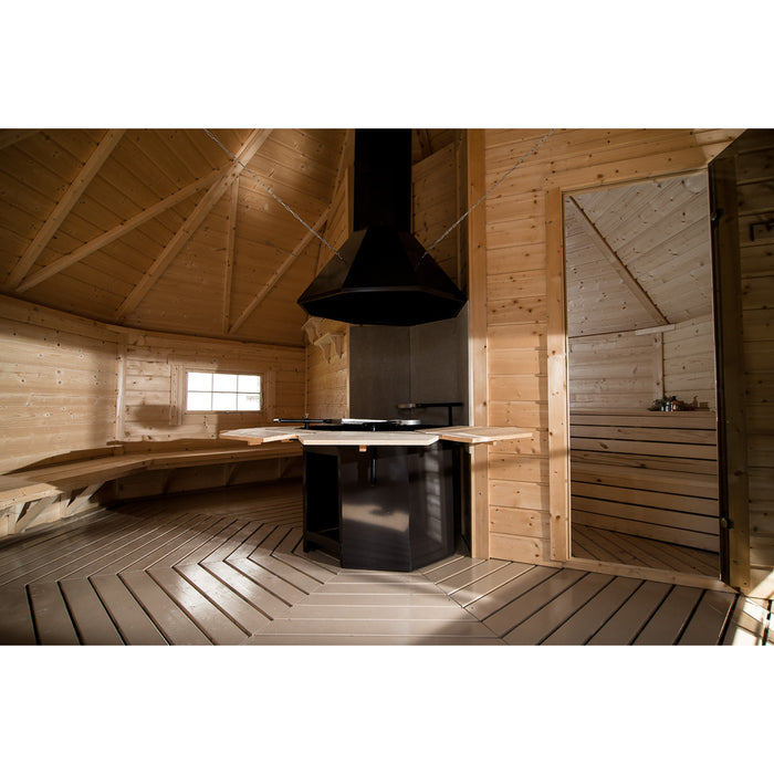 Viking Industrier Sauna Cabin 16.5m² inside view grill and sauna room view