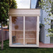 Viking Industrier Sauna Cube 2 x 2m outdoor lifestyle front view full glass doors