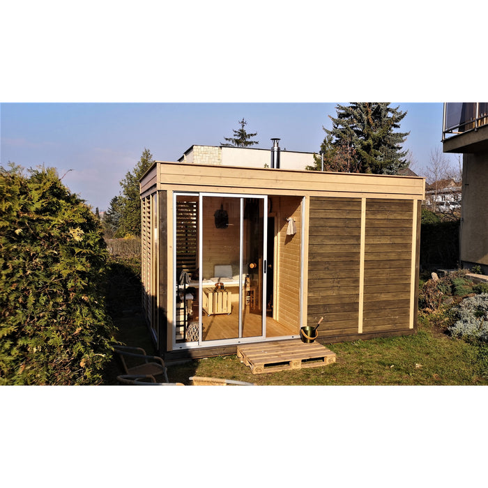 Viking Industrier Sauna Cube 3 x 4m with Lounge Room Lifestyle Backyard