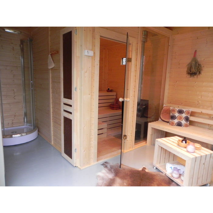 Viking Industrier Sauna Cube 3 x 4m with Lounge Room Model Interior Example