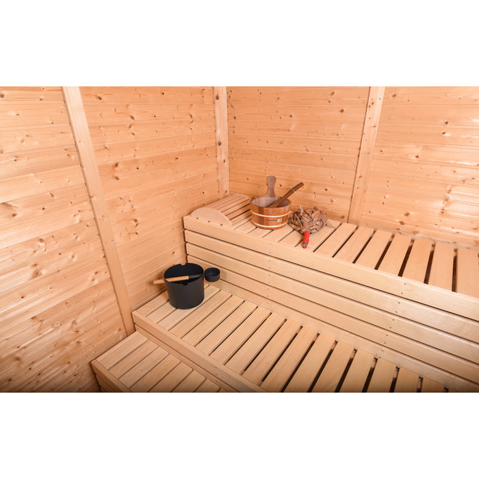 Viking Industrier Sauna Cube 3 x 4m with Lounge Room Wooden Bench and Accessories