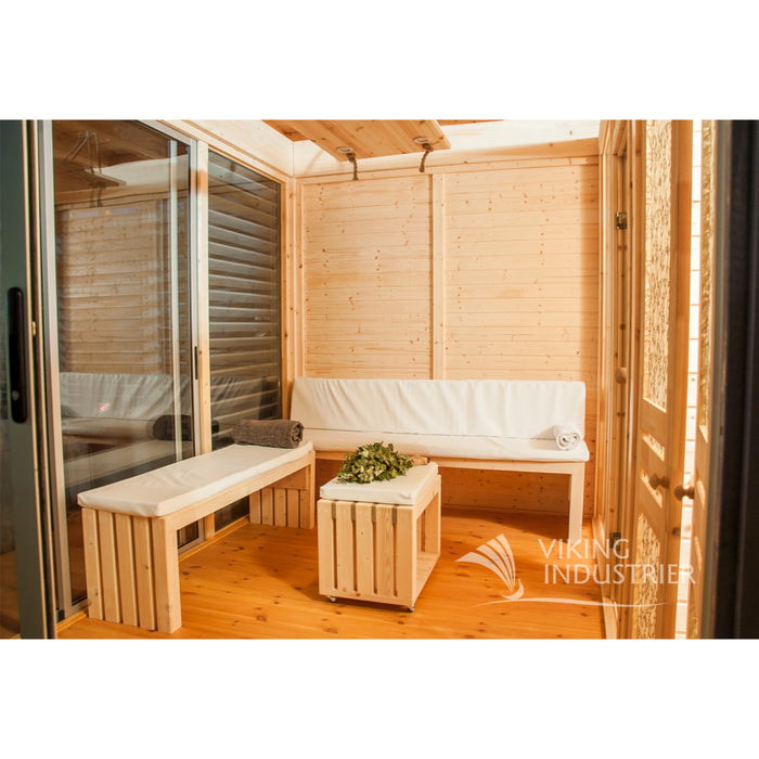 Viking Industrier Sauna Cube 3 x 6m with Lounge Room Interior Design