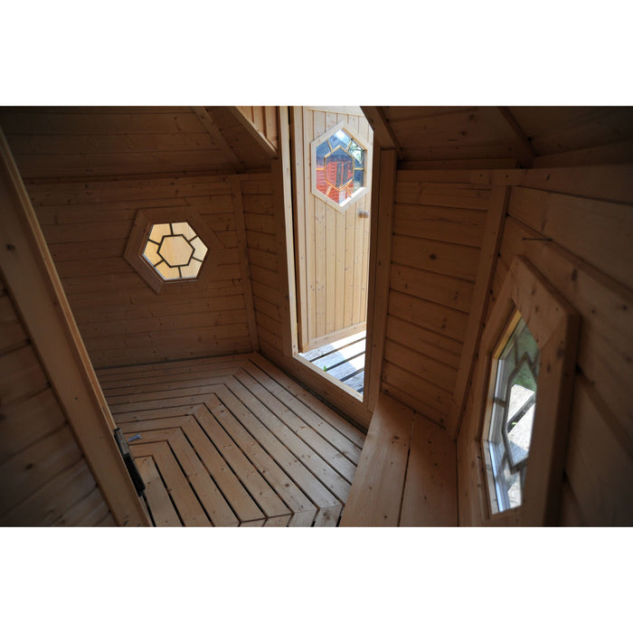 Viking Industrier Sauna Cabin 9.2m² lifestyle inside entrance view
