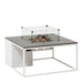 Cosiloft 100 White and Grey Fire Pit Table angle with glass